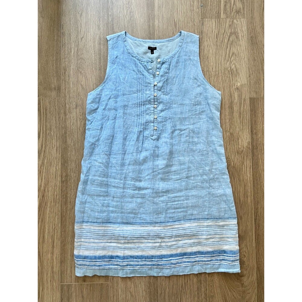 Talbots Women’s 16 Linen Shift Dress Seaside Stripe Lined Coastal Timeless Beach - Picture 2 of 11